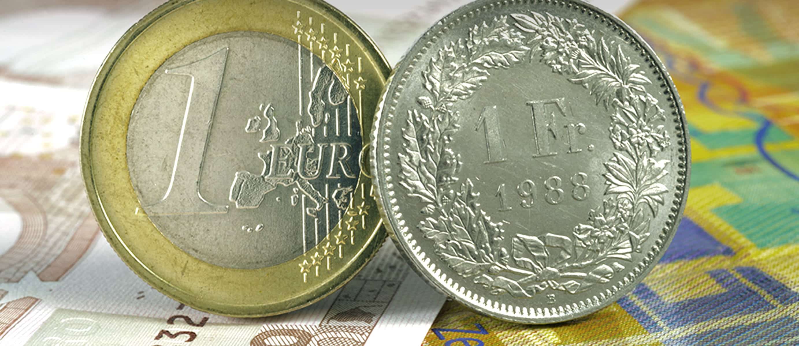 Euro- und Frankenmünze